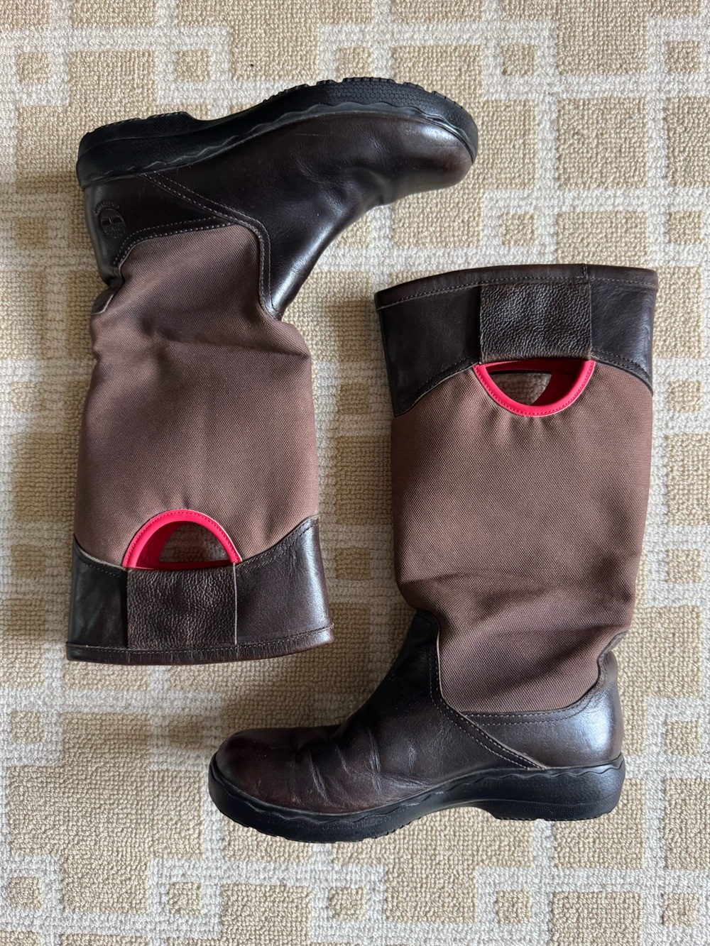 Timberland Earthkeepers Climapath Tall Leather Boots Brown Pink Size 7 - Picture 3 of 14
